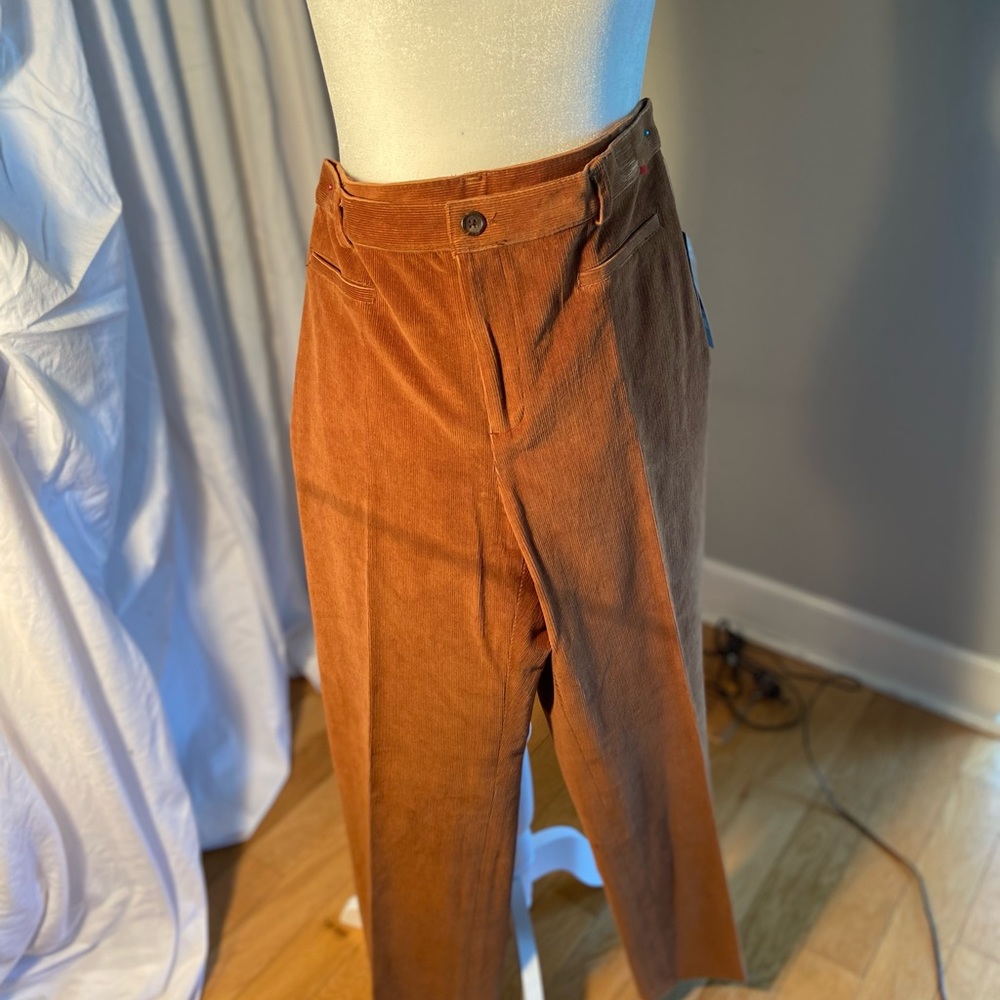 Flat front straight leg corduroy stretch pants 16 wale 8P